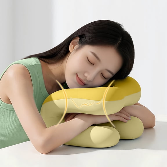 Desk Nap Pillow, Ergonomic Sleeping Cushion, Foam Lunch Rest, Breathable Ice Silk Cover and Space Saving Compact for Office Desks, School Tables, and Travel Commuting