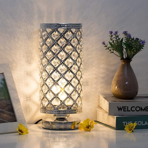 Desk Nightstand Lamp for Bedroom, Girls Room, Office Dorm in Clear Crystal Shade