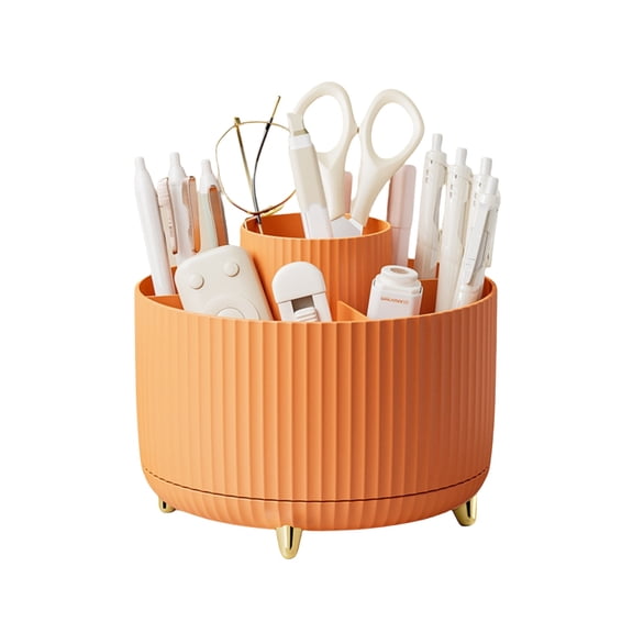 Desk Organizer, 360-Degree Rotating Pen Holder for Desk, Desk Organizers and Accessories with 5 Compartments Pencil Holder, Art Supply Storage Box Caddy for Office, Home