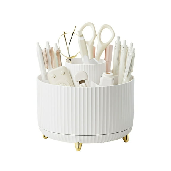 Desk Organizer, 360-Degree Rotating Pen Holder for Desk, Desk Organizers and Accessories with 5 Compartments Pencil Holder, Art Supply Storage Box Caddy for Office, Home