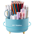 thumbnail image 1 of Desk Organizer,360 Rotating Plastic Desk Pen Organizer with 5 Slots,Dual-Purpose Art Supply Pencil Cup for Office,Home（Blue）, 1 of 5