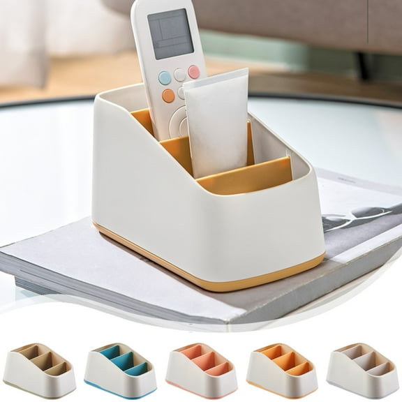 Desk Organizer with 4 Compartments, Plastic Desktop Storage Box for Office Supplies, Pens, Mail, Remote, Makeup – Small Space-Saving Organizer for Home Office