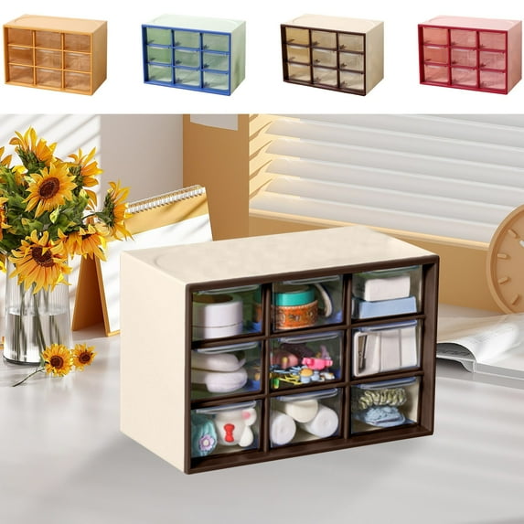 Desk Organizer under $5! CQCYD 9-Compartment Drawer Organizer, Desktop Storage Box for Jewelry, Small Parts Organizer with Dividers, Plastic Desktop Tray