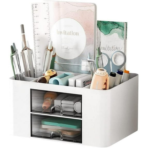 Desk Organizer, 5 Compartments Plastic Desk Organizer