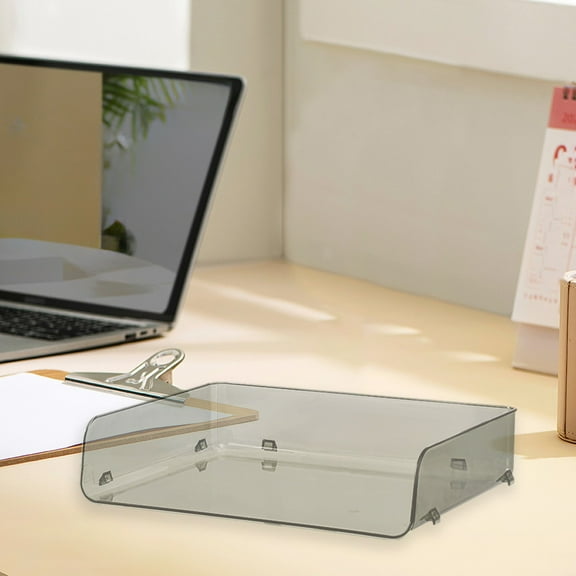 Desk Organizer Box, Stackable Storage, Clear View Design, Open Front Access, Multi-Compartment Desktop Organizer for Home Office
