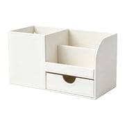 Desk Organizer, Caddy Pu Leather Multi-function Storage Box for Pen/Pencil,Cell phone, Business Name Cards, Remote Control Holder with Small Drawer, Office Supplies, 1 Pcs, 8.85x3.93x4.74"