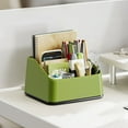 thumbnail image 1 of Desk Organizer, Czzoypi Large Capacity Multifunctional Pen Rack, 4 Compartment Plastic Storage Box for Stationery Office Supplies Remote Control, Green, 1 of 6