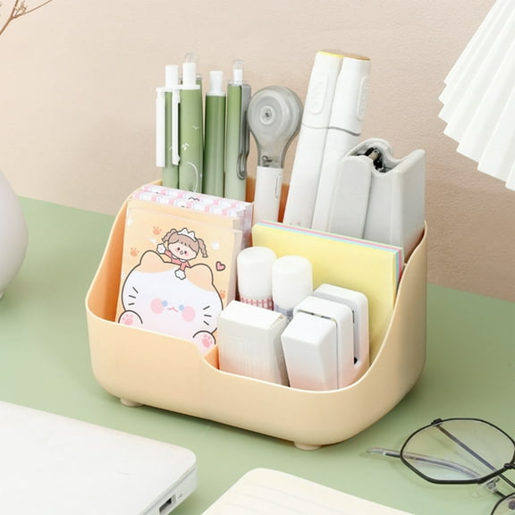 Desk Organizer, Czzoypi Multifunctional Rotating Storage Tray, Plastic Compartment Caddy for Pens Brushes Art Supplies Bathroom Countertop, White