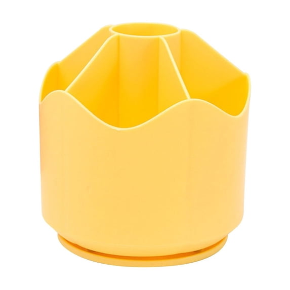 Desk Organizer,Desktop Storage Stationery,Cute Office Supplies Pencil Cup,Large Capacity with 5 Slots,Desk Organizer Sparkling Diamond-like Pencil Holder,360 Degree Rotating Pen Holder,Yellow,1 Pack