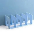 thumbnail image 1 of Desk Organizer (Document Sorter, Mail Holder), Light Blue, Acrylic Document Organizer, 4 Compartments, No Assembly, For Books & Magazines, Sturdy, Meiiso, 1 of 4