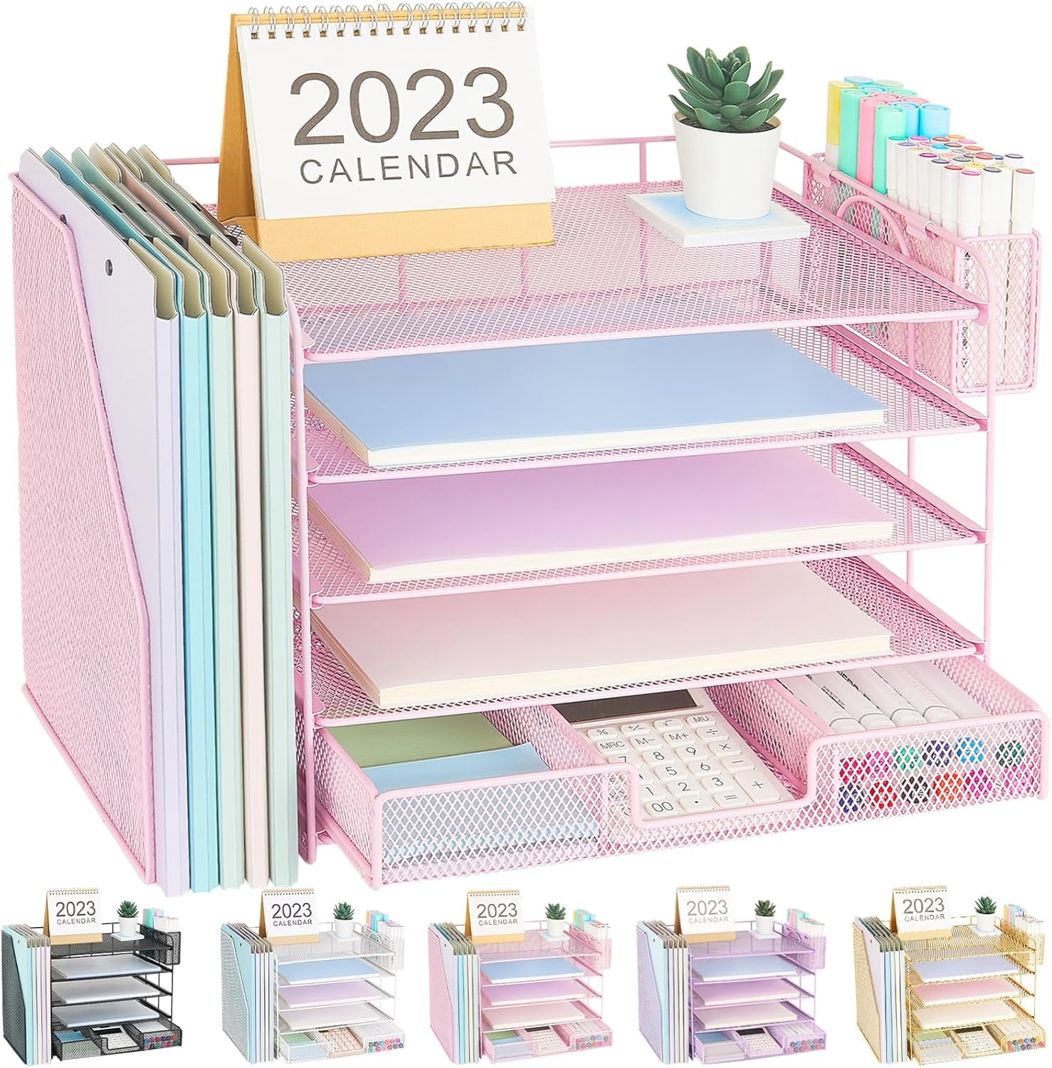 Desk Organizer with File Holder, 5tier Paper Letter Tray File