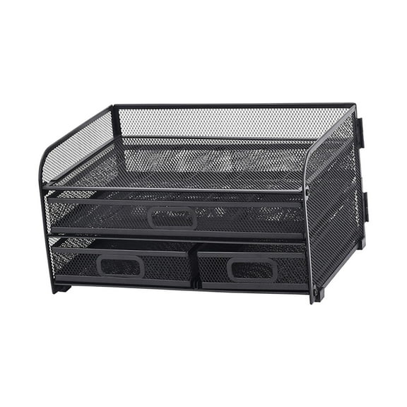 Desk Organizer File Holder Document File Tray Rack Multifunctional Durable Sturdy Mesh Desktop File Sorter Organizer for Commercial Desktop with 3 Drawers
