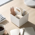 thumbnail image 1 of Desk Organizer With Handle Portable Storage Caddy Synthetic Multi-Compartment Office Materials Storage Bin For Desktop, Classroom, Home And Makeup Organizer Black 8.66X6.1X6.1In, 1 of 7
