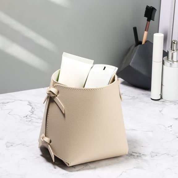 Desk Organizer, Leather Pencil Cup Holder, Compact Storage for Writing Tools and Accessories, Keep Workspace Tidy, for Home and Office Use