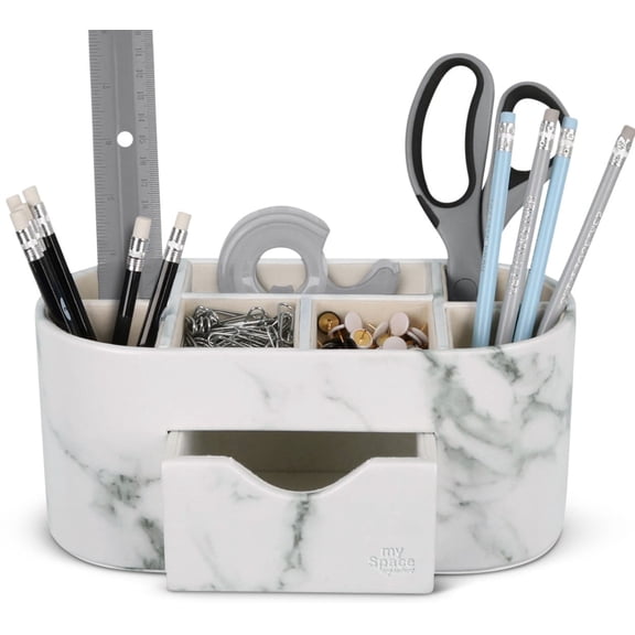 Desk Organizer Marble Faux Leather Organizers For Office Supplies Desk Accessories Pencil Pen Holder