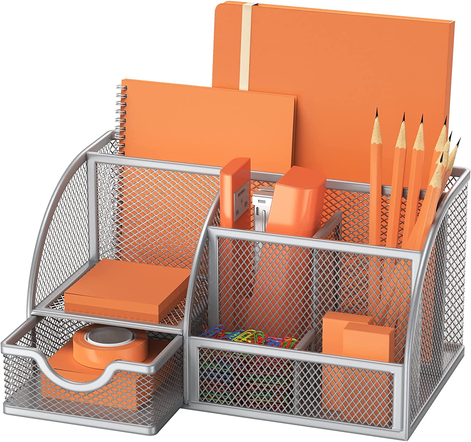 Desk Organizer Mesh with 7 Compartments, Office Desktop Supplies with