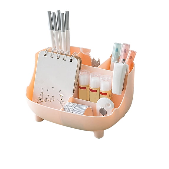 Desk Organizer, Multi-Functional Pen Holder for Desk, Cosmetics Storage,Accessories with 5 Compartments for Office home Art Supplies (Pink)