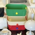 thumbnail image 1 of Desk Organizer Storage Bin | Stackable Plastic Storage Basket | Built-in Handles | Three-color | Versatile Organization for Office Home Dorm | 1 Piece | 8.07"x11.02"x3.74", 1 of 6