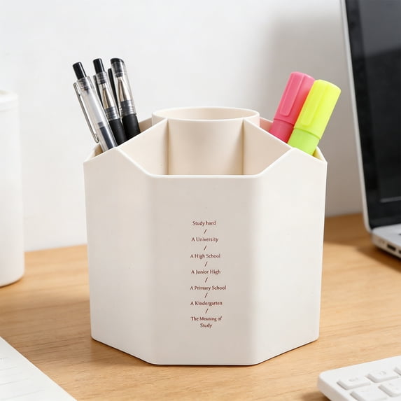Desk Organizer Storage Solution – Rotating Pen Holder with Multi ...