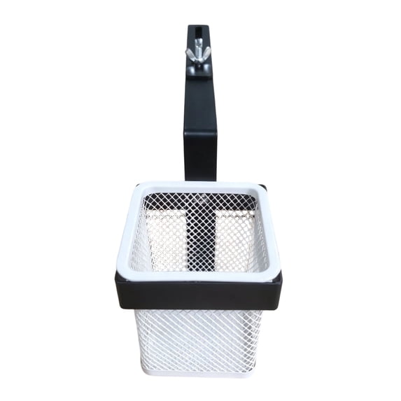 Desk Organizer White Metal Mesh Clamp on Desk Organizer 1 Pack Square Basket for Home Office Side Mount Storage of Drinks and Small Supplies