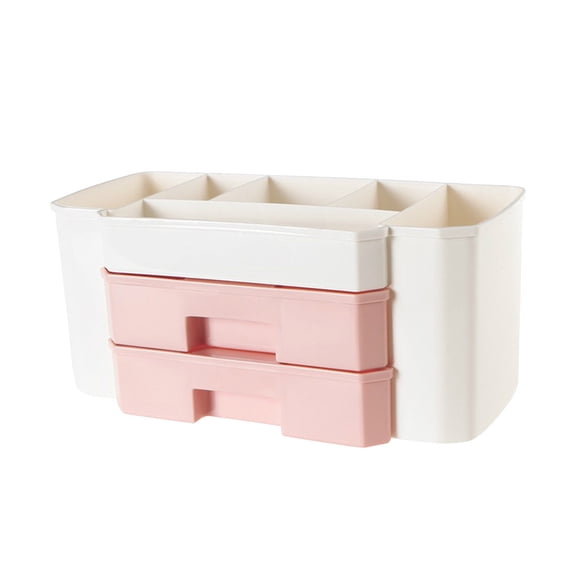 Desk Organizer with 2-Tier Drawer,Countertop Storage Bin with 6 Compartments,Portable Storage Basket for Bedroom,Bathroom and Kitchen