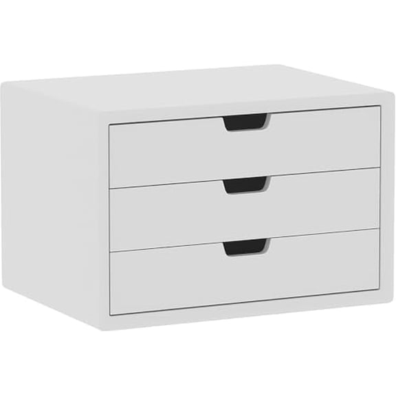 Desk Organizer with 3 Drawers, ALEX Drawer Unit, Chic White Wood Cosmetic Makeup Organizer for Office Vanity Tabletop Storage 13.8"X 9"X10.2"$$Office