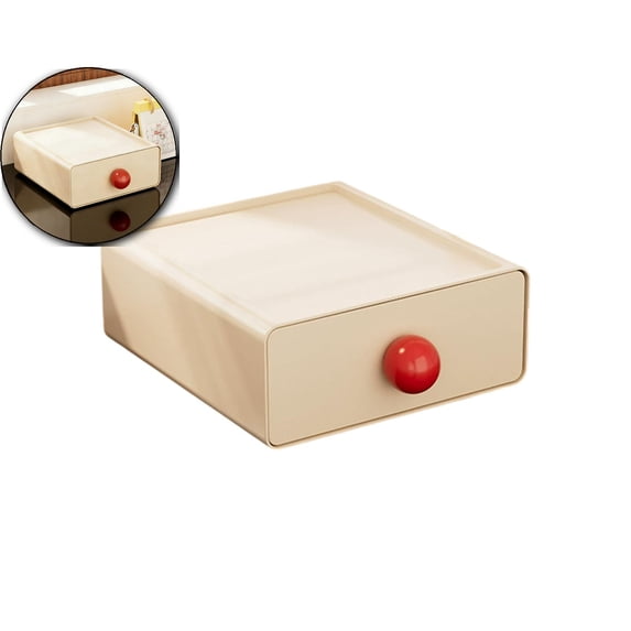 Desk Organizer with Drawers, Desktop Stackable Storage Box 7.8"x7.3"x2.9" Plastic Drawer Storage Organizer for Home Office