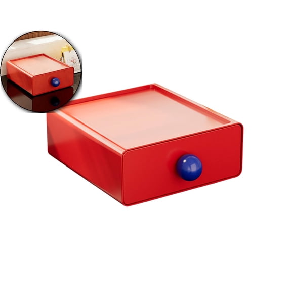 Desk Organizer with Drawers, Desktop Stackable Storage Box 7.8"x7.3"x2.9" Plastic Drawer Storage Organizer for Home Office