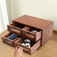 thumbnail image 1 of Desk Organizer with Drawers Wooden Desktop Storage Cabinet Storage Box 4 Drawer, 1 of 13