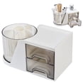 thumbnail image 1 of Desk Organizer with Rotating Pencil Pen Holder and 2 Small Drawers, Desk Caddy for Office Workspace Organization and Storage (White), 1 of 6