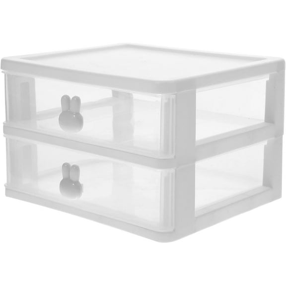 Desk Organizers and Accessories with Drawers, Plastic Desk Stationery Holder Jewelry Display Case, Drawer Tabletop Organiser for Arts Crafts Small Tools Sewing Accessorie, White, 2 Tier