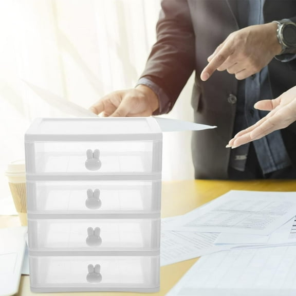 Desk Organizers and Accessories with Drawers, Plastic Desk Stationery Holder Jewelry Display Case, Drawer Tabletop Organiser for Arts Crafts Small Tools Sewing Accessorie, White, 4 Tier