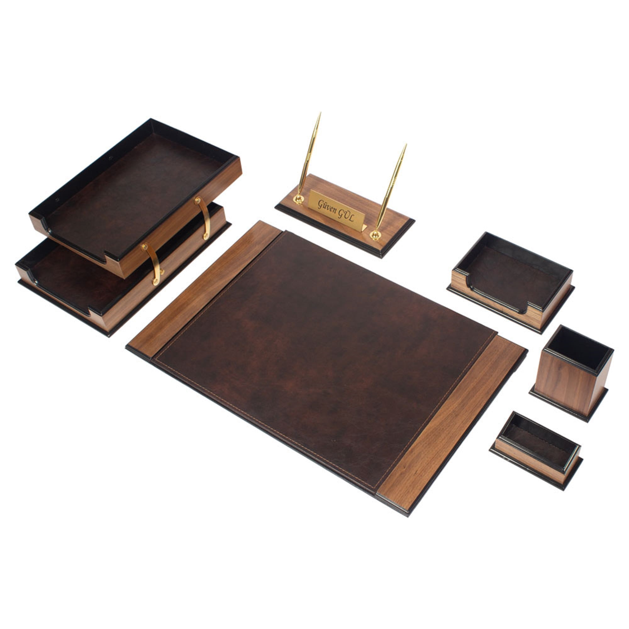 Desk Organizers - Desk Accessories - Leather Desk Organizer - Bonded Leather Desk Set - Home Office Accessories - Desk Supplies - Leather Desk Set - Office Accessories - 8 PCS