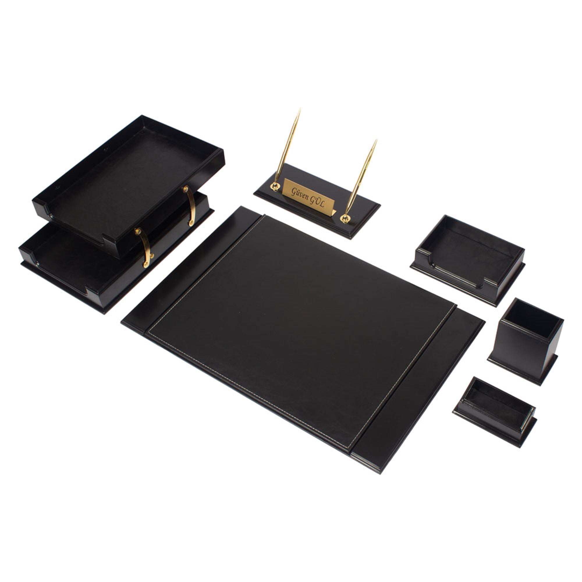 Desk Organizers - Desk Accessories - Leather Desk Organizer - Bonded Leather Desk Set - Home Office Accessories - Desk Supplies - Leather Desk Set - Office Accessories - 8 PCS