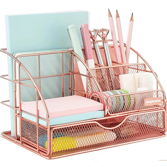 Desk Organizers And Accessories - Upgraded Desktop Organizer For Rose Gold