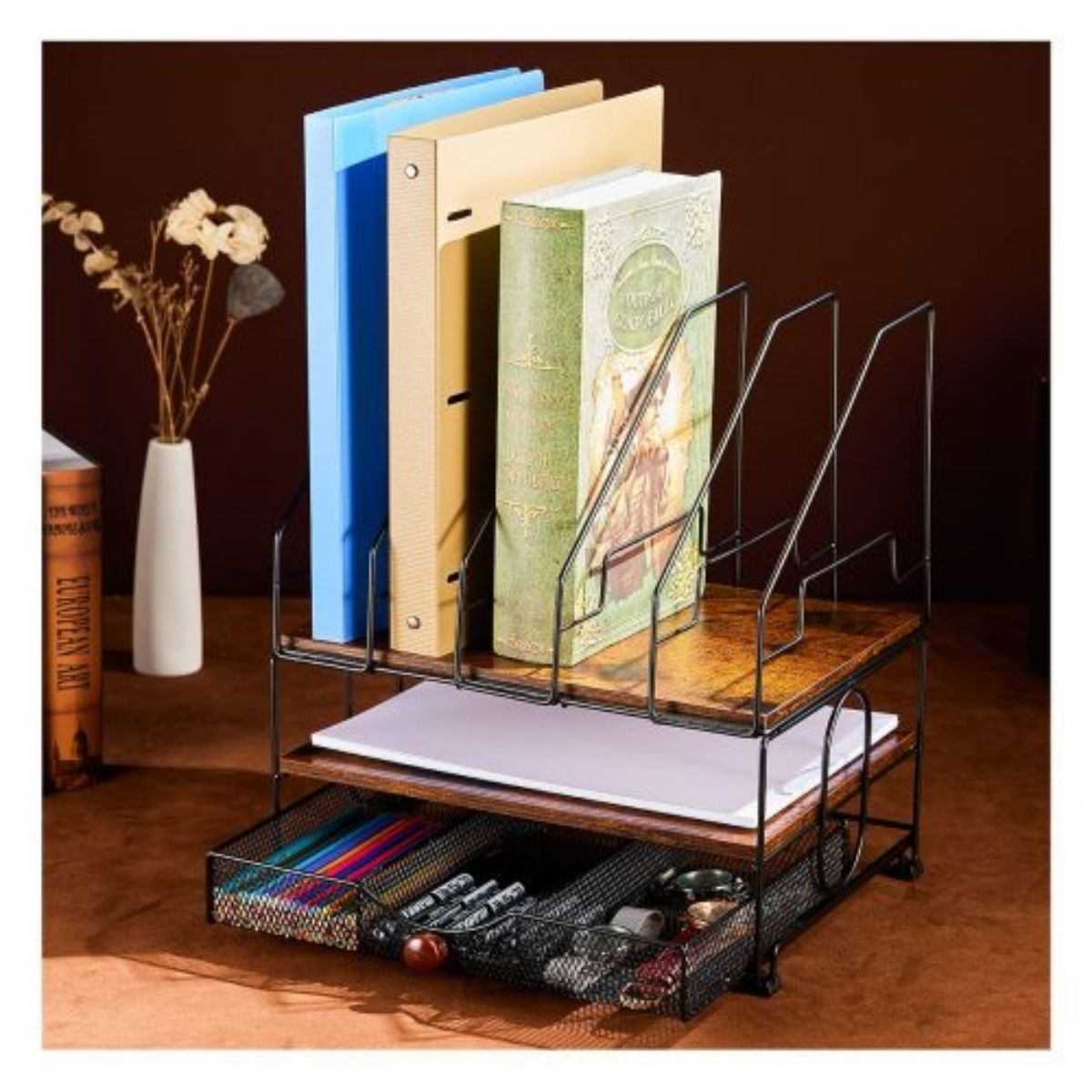 Desk Organizers, File Organizer For Desk, Wood Desk Organizer, Desktop