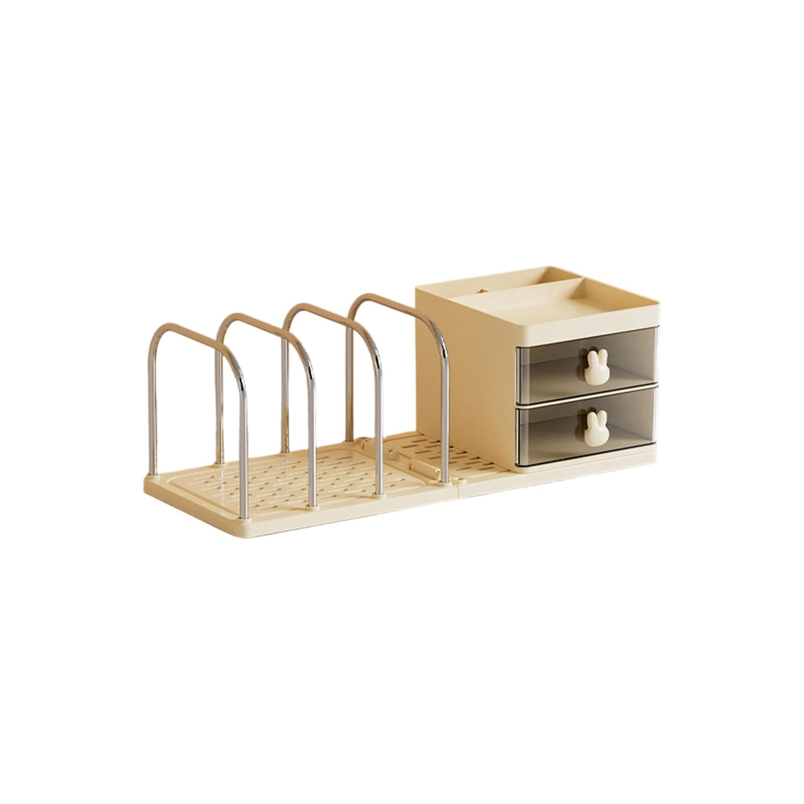 Desk Organizers, Office Organization with Accessories and Vertical File Holder, Desktop Book Shelf, for Office Supplies, Desk Accessories, for Study Room, Dorm (Beige)