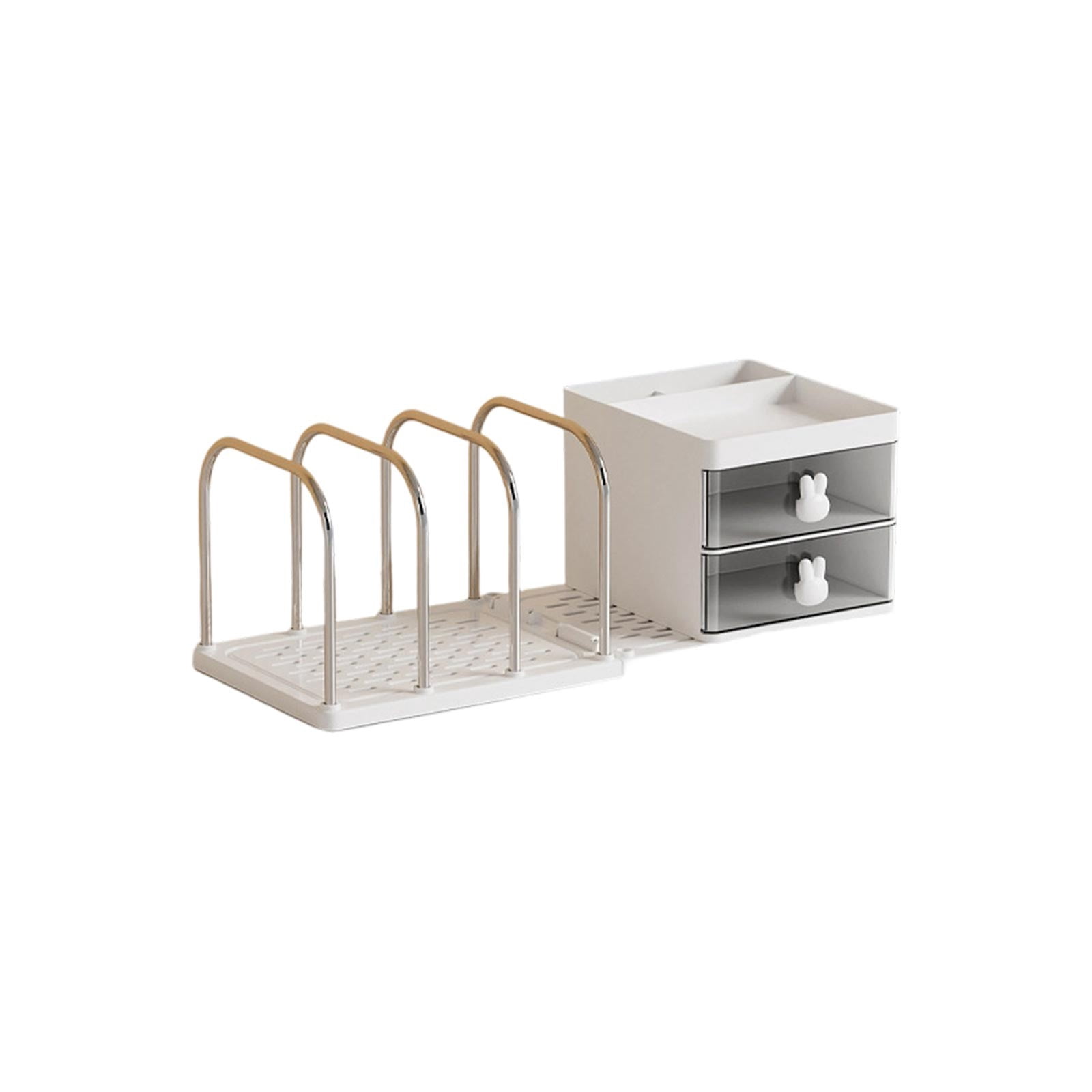 Desk Organizers, Office Organization with Accessories and Vertical File Holder, Desktop Book Shelf, for Office Supplies, Desk Accessories, for Study Room, Dorm (White)