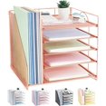 thumbnail image 1 of Desk Organizers and Accessories, 5-Tier Paper Letter Tray Organizer with File Holder, Desktop Organizer for Office Supplies (Black), 1 of 14