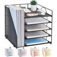 thumbnail image 1 of Desk Organizers and Accessories, 5-Tier Paper Letter Tray Organizer with File Holder, Desktop Organizer for Office Supplies (Black), 1 of 7