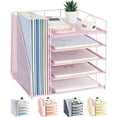 thumbnail image 1 of Desk Organizers and Accessories, 5-Tier Paper Letter Tray Organizer with File Holder, Desktop Organizer for Office Supplies (Black), 1 of 14