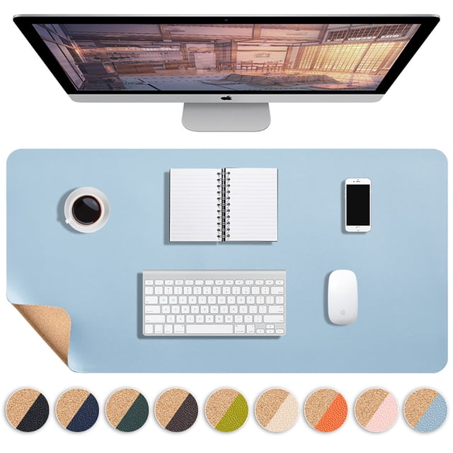 Desk Pad, 23.6 X11.8 in Extended Gaming Mouse Pad, Desk Keyboard Mat, Waterproof Desk Writing Pad, Desk Pad Protector for Office and Home,Light Blue
