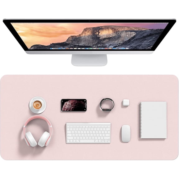 Desk Pad, 23.6" x 11.8" Desk Mat, Extended Mouse Pad, Waterproof Desktop Blotter Protector, Non-Slip Ultra Thin Large Laptop Keyboard Writing Mat for Office Home, Pink