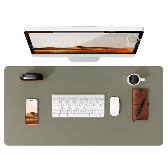 Desk Pad, 31.5" x 15.8" PU Leather Desk Mat, M Extended Mouse Pad, Waterproof Desktop Blotter Protector, Non-Slip Ultra Thin Small Laptop Keyboard Writing Mat for Office Home