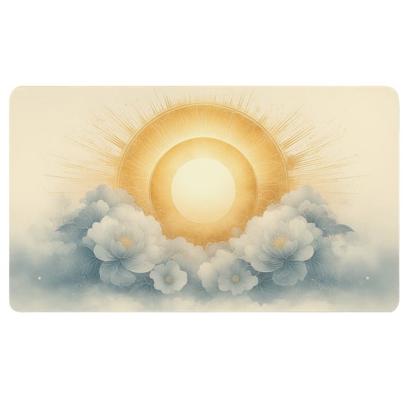 Desk Pad Boho,An illustration of a sun surrounded by clouds and flowers,Extended Mouse Pad for Desk,Washable Mouse Pad,Desk Mat Cute,Teacher Decor for Desk
