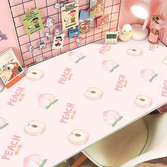 Desk Pad, Cute Cartoon Table Cover Desk Mat Water Repellent Protector Blotter Mouse Pad for Writing, Laptop, Desktop for Kids Girls (60cm*120cm, Peach)