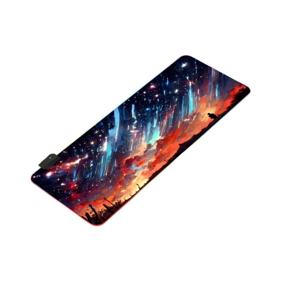 Desk Pad Gaming Extended Mouse Pad with LED Office Keyboard PC Laptop for Women Large Mouse Pad with Stitched Edged