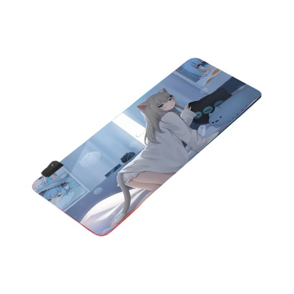 Desk Pad Gaming Extended Mouse Pad with LED Office Keyboard PC Laptop for Women Large Mouse Pad with Stitched Edged