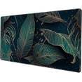 thumbnail image 1 of Desk Pad, Green Gold Palm Leaves Extended Gaming Mouse Pad Cute Large Desk Mat, Non-Slip Rubber Base Mousepad with Stitched Edges, Keyboard Mouse Mat Desk Pad for Game Office Home 31.5x15.75 in, 1 of 6