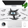 thumbnail image 1 of Desk Pad, It‘s Fine I‘m Fine Black Cat Extended Gaming Mouse Pad Large, 35.4"x15.7" Big Mouse Pad with Non-Slip Base and Stitched Edge, Long Computer Keyboard Mouse Mat for Home Office Work, 1 of 6
